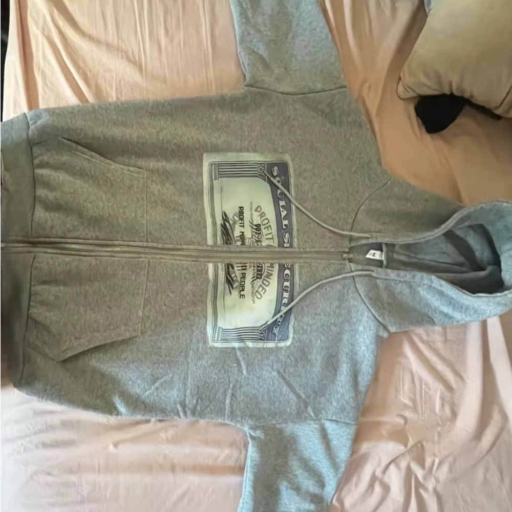 Gray Graphic Zip-Up Hoodie